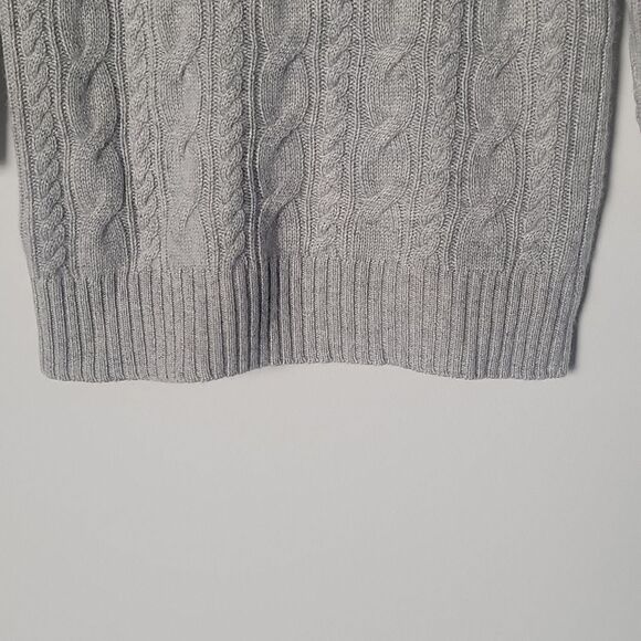 NWT J Crew XS 100% Cashmere Cable Knit Wool Long Sleeve Crew Sweater Gray Y2K - Picture 11 of 12